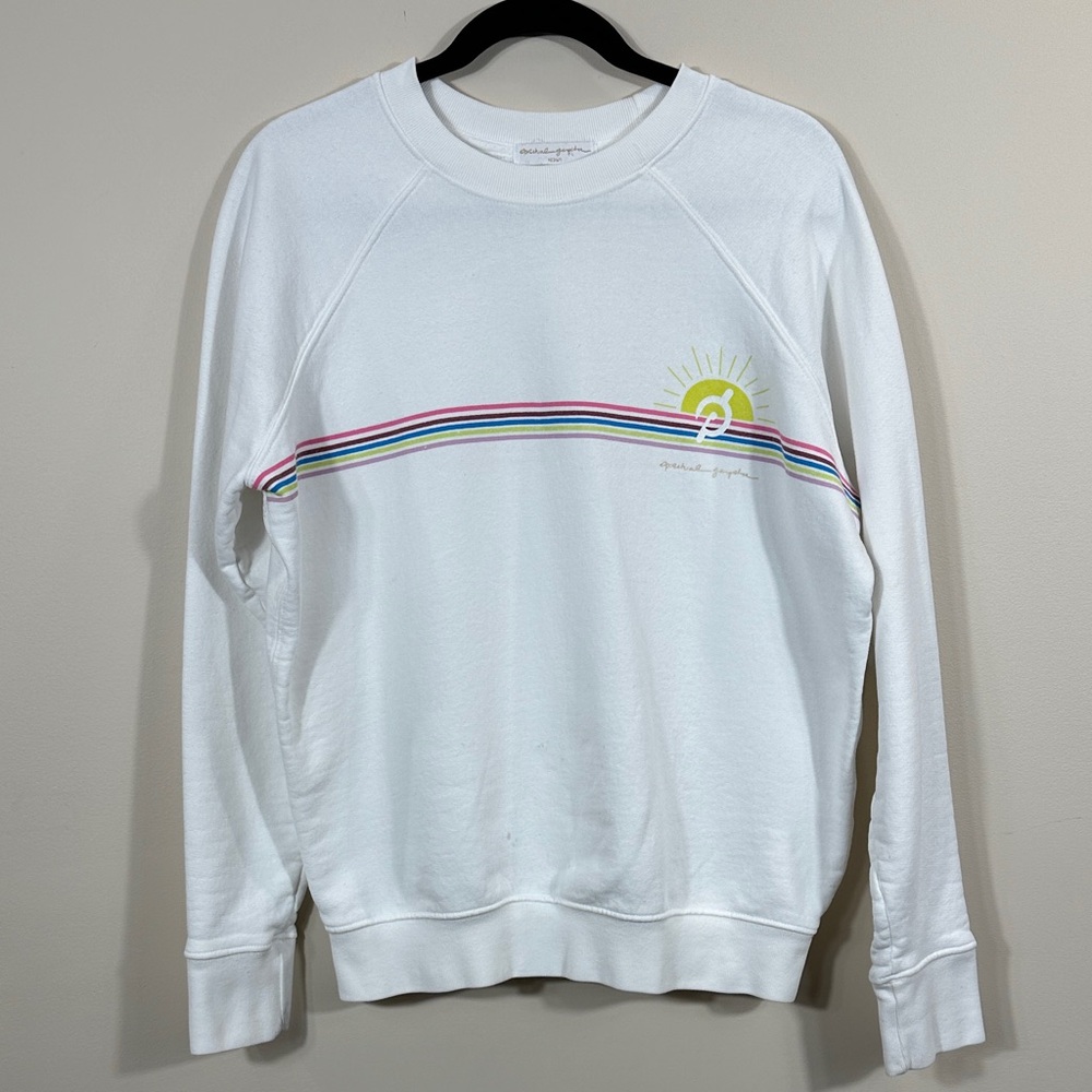 Spiritual Gangster Peloton White Sweatshirt Cotton Sun Women Size Medium Flawed